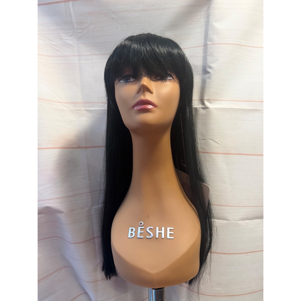 1B synthetic wig with bangs